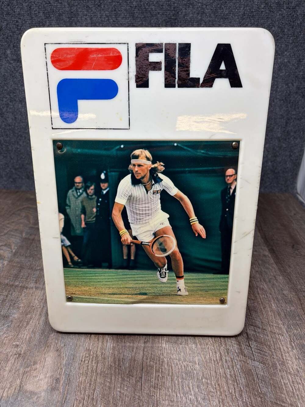 Fila Vintage Bjorn Borg Tennis plastic Display Light Box Sign 10x14 tested works